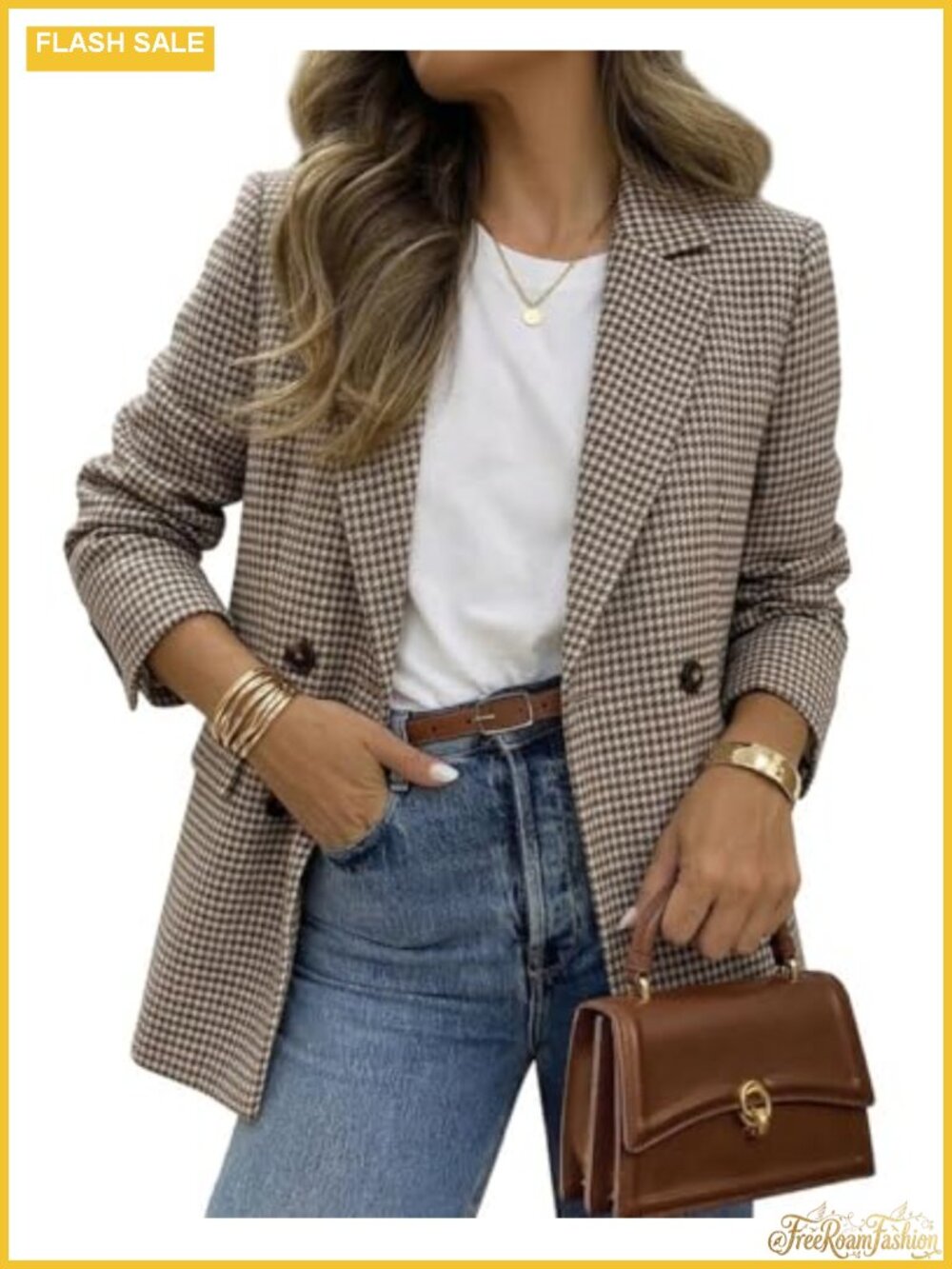 Oversized Plaid Tweed Blazer Boyfriend Jacket Business Casual
